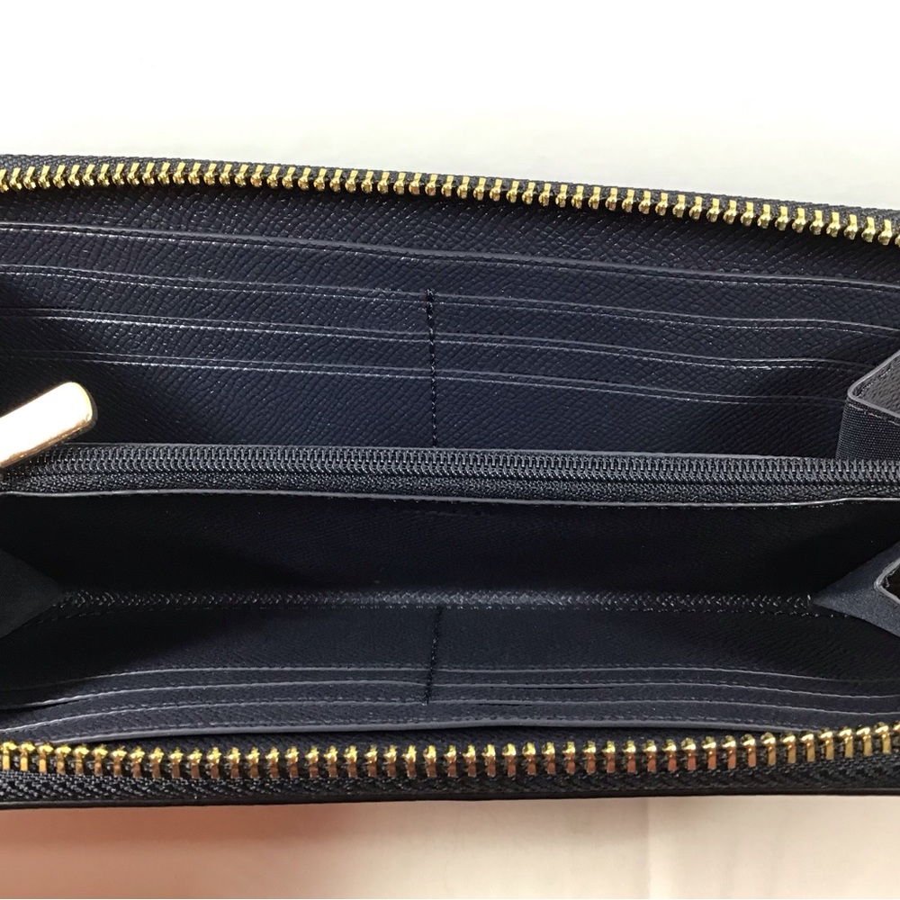 Coach Crossgrain Leather Accordion Zip Around Wallet F54007 Midnight Blue - Picture 2 of 7